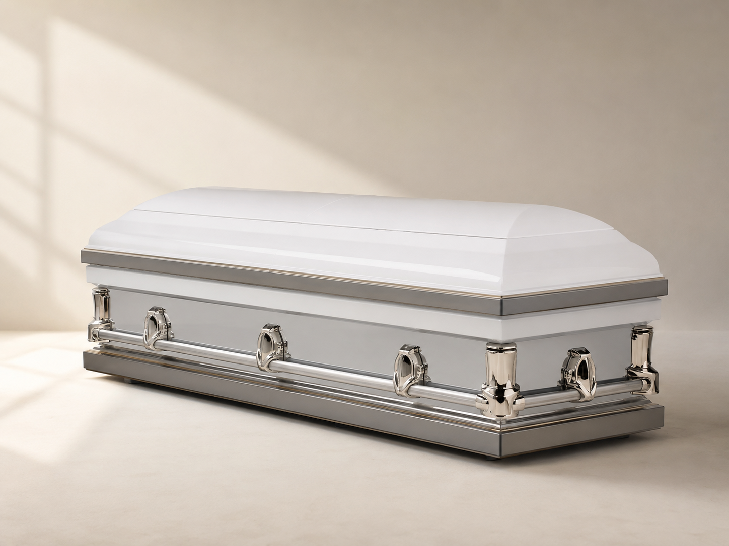 Elegant white casket with gold accents